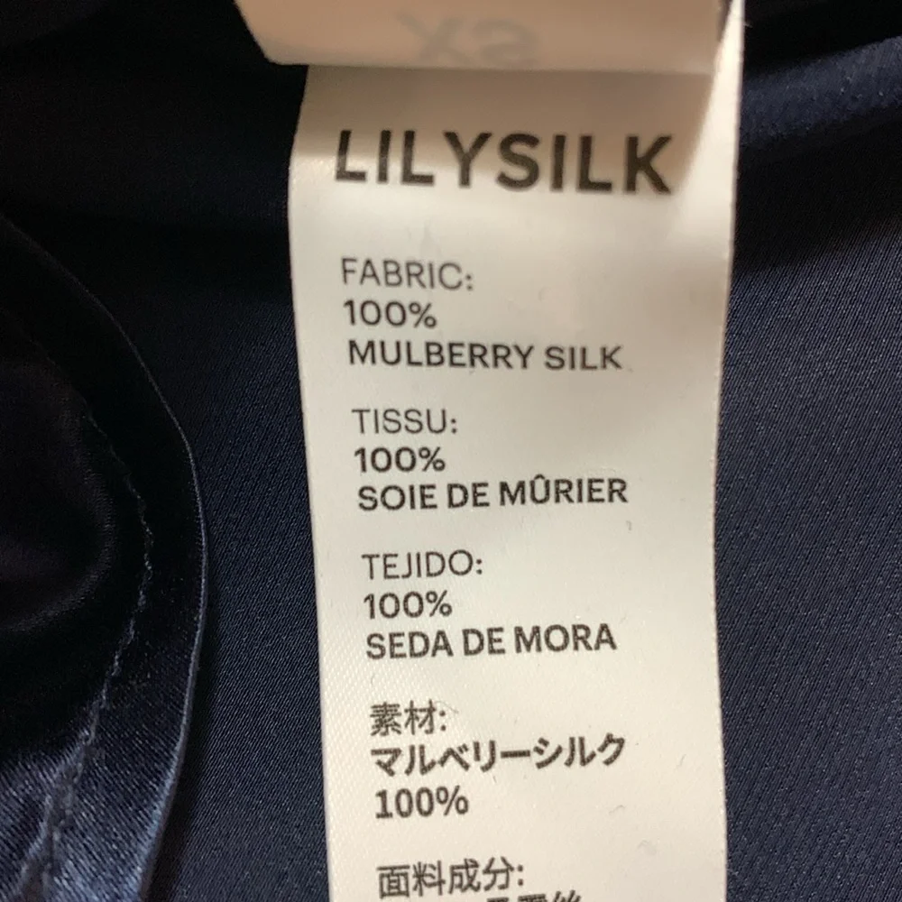 LILYSILK Women’s Basic Concealed Placket Silk Shirt Navy Blue XS Quiet Lux - Picture 11 of 15